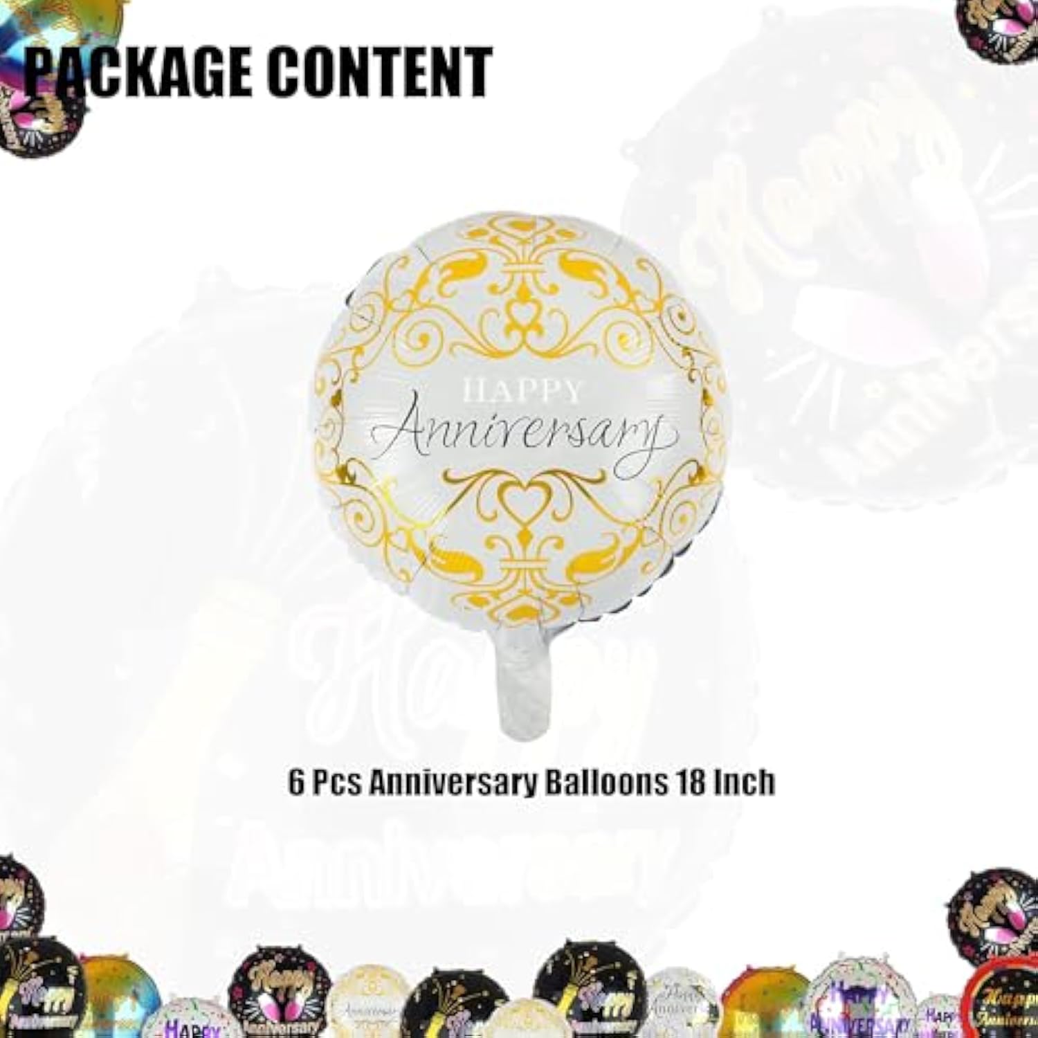 6 Pack Anniversary Round Foil Balloons 18 Inch Party Decorations