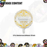 6 Pack Anniversary Round Foil Balloons 18 Inch Party Decorations