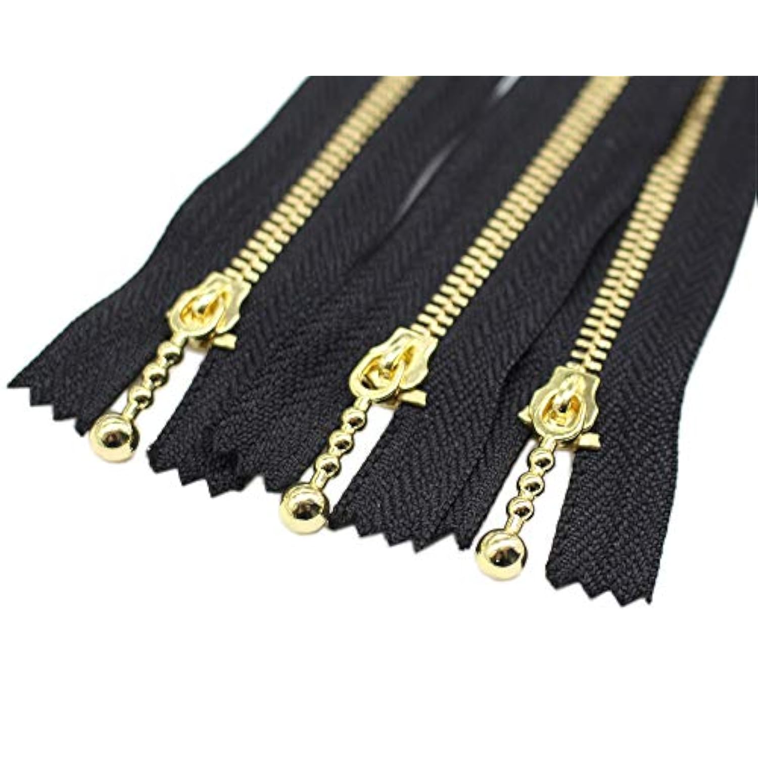 10Pcs 12 Inch #3 Gold Metal Zippers Close End Golden Metal Zippers For