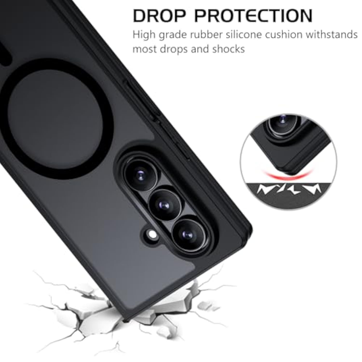 Magnetic For Samsung Galaxy Z Fold 7 Case [Compatible With Magsafe] Translucent Matte Phone Case Samsung Z Fold 7 Slim Shockproof Women Men Protective Cover For Galaxy Z Fold7 2025, Black