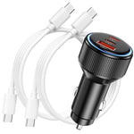 Usb C Car Charger Dual Usb C Port + Qc 3.0 66W Fast Charging [Mfi Certified] Compatible With Iphone 15 Pro Max, Plus, Galaxy S23/S22/S21 Ultra, Pixel And More