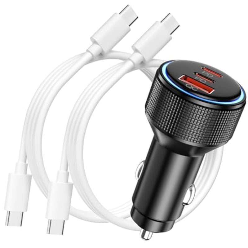 Usb C Car Charger Dual Usb C Port + Qc 3.0 66W Fast Charging [Mfi Certified] Compatible With Iphone 15 Pro Max, Plus, Galaxy S23/S22/S21 Ultra, Pixel And More