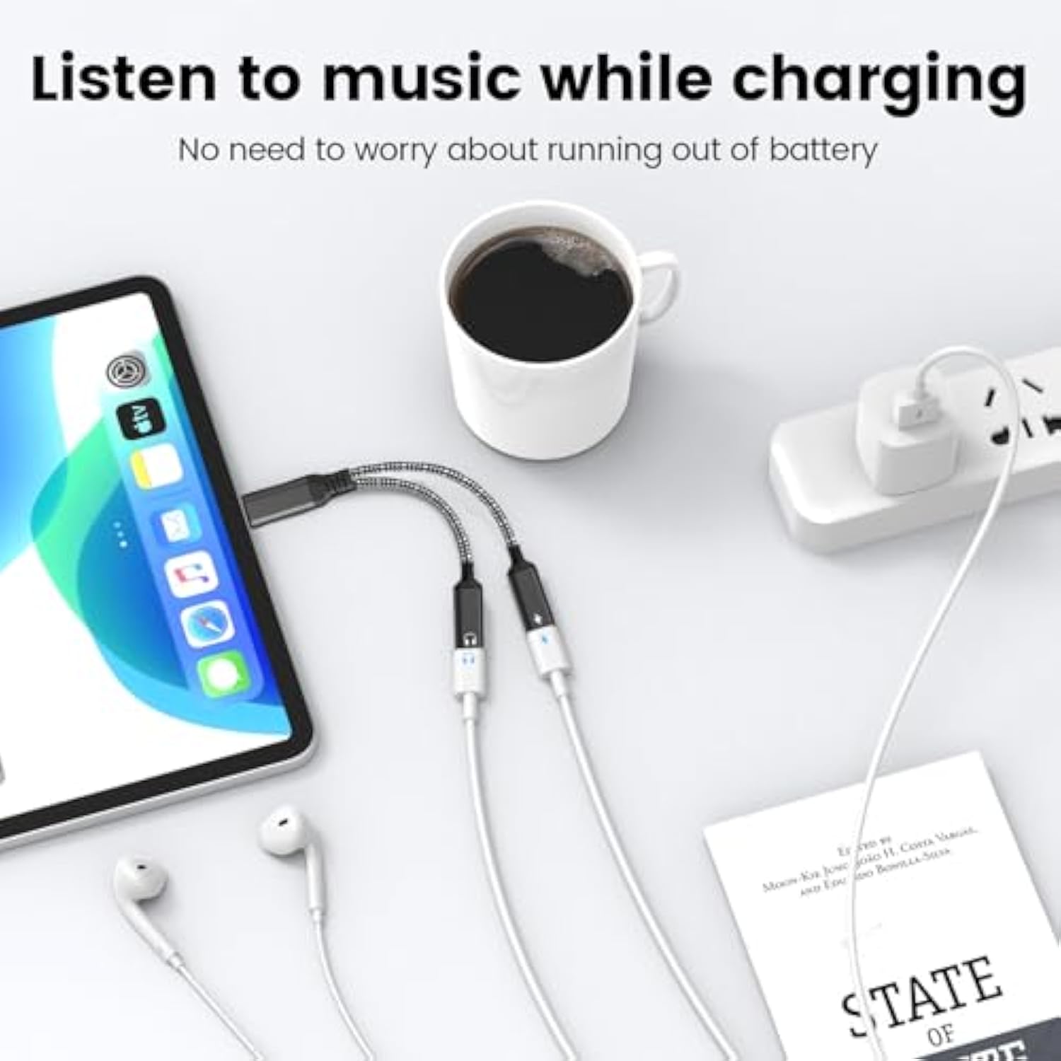 Usb C Splitter, 2-In-1 Usb C Headphone Adapter Audio Dongle Cable With Pd 60W Charging Port Compatible With Pixel 2 3 4,Galaxy S23 S22 S21 S20, Iphone 16/15 More (1 Pack)