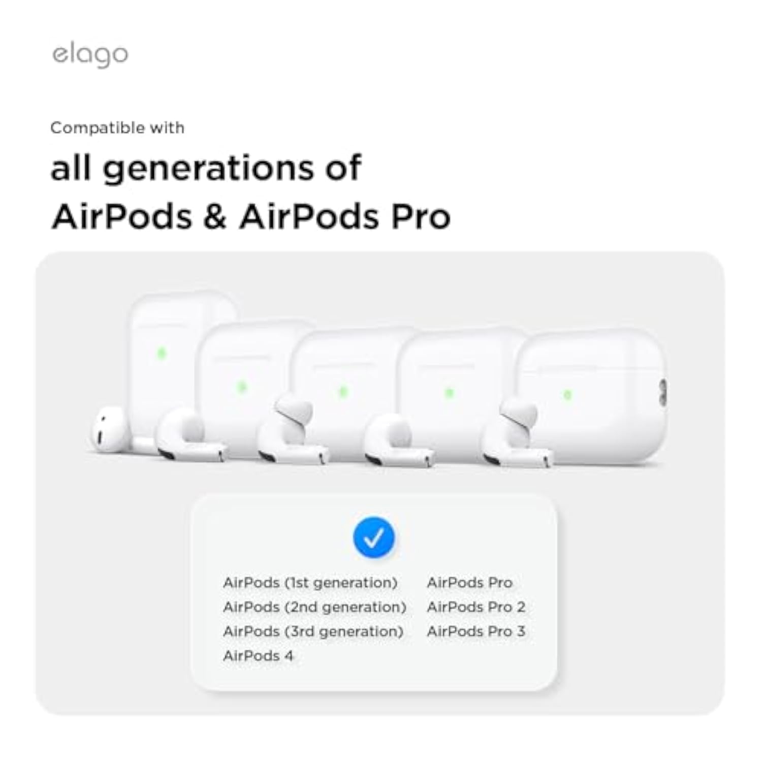 elago Ear Hooks Designed for AirPods Pro 3 & Pro 2 & Pro, 4 & 3 & 2 & 1, Earbuds Accessories, Anti-Slip, Ergonomic Design, Comfortable Fit (White) [US Patent Registered]