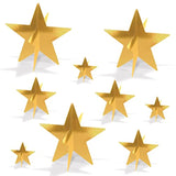 9-Piece 3-D Gold Star Centerpieces for NYE Party & Celebration Table Decorations