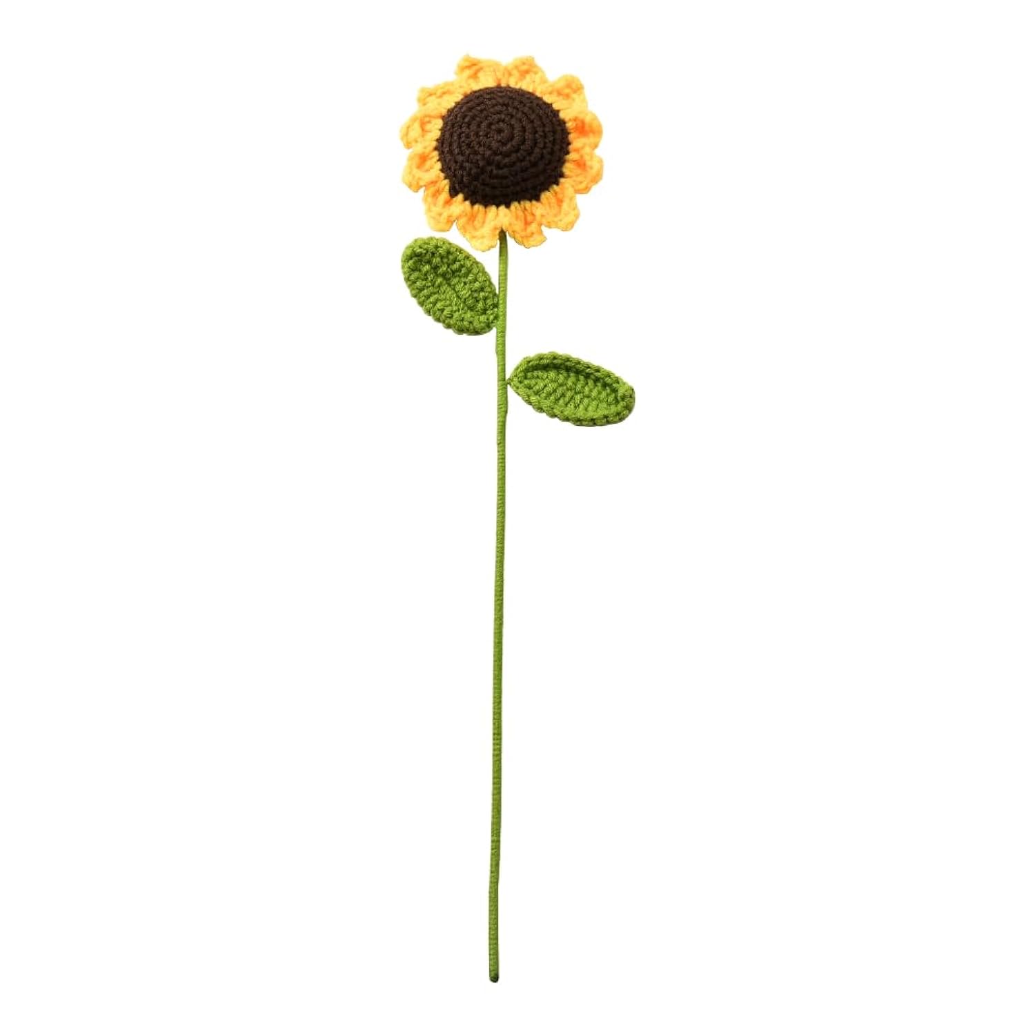 Crochet Flowers Handmade Knitted Sunflower Artificial Single Flower Bouquet Gift For Birthday Wedding Party Accessories For Women Girls Graduation Ceremony Sunflower Decor Home Office Decorations 1Pcs