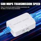 2 Ports Network Switch Splitter Selector Rj45 Network Switch 2X1 Ethernet Rj45 Network 2-In 1-Out Or 1-In 2-Out 100M/500M