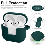 Compatible With Airpods 4Th Generation Case Cover, Soft Protective Silicone Skin With Clean Kit Accessories For Apple Airpods 4 Gen 2024, Front Led Visible, Dark Green