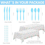 Oneder Sea First Birthday Decorations Tableware, Ocean Theme Under The Sea Party Decorations For 1St Birthday, Paper Plate, Cup, Napkin, Tablecloth, Cutlery, Serves 24