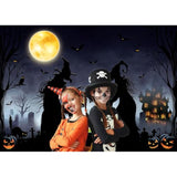 Halloween Witch Backdrop 7x5FT Full Moon Castle Pumpkins Graveyard Party Decor