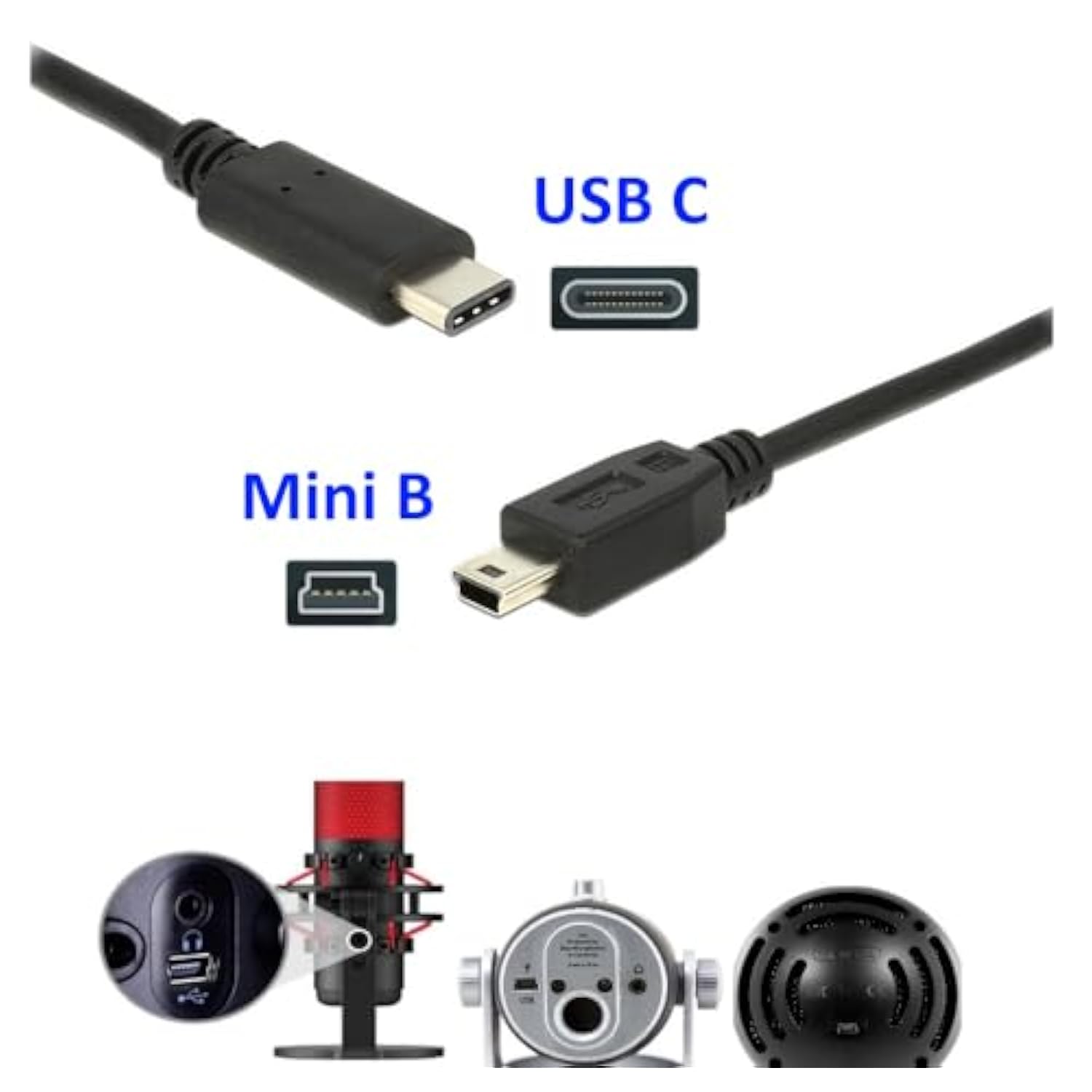 Usb C Type C Cable Cord Wire For Blue Yeti Black Out, Blue Snowball Ice Usb Microphone, Compatible With New Pc, Laptop, Iphone 15 16, Smartphone, Macbook (See Product Pictures & Details Before Buying)