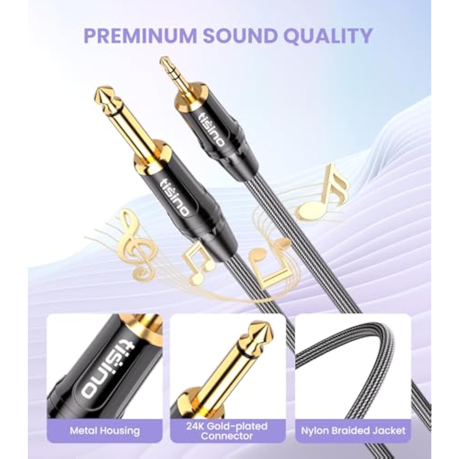 1/4 To 1/8 Stereo Cable - 3.5Mm Trs To 1/4 Inch Ts Mono Adapter - 3 Feet