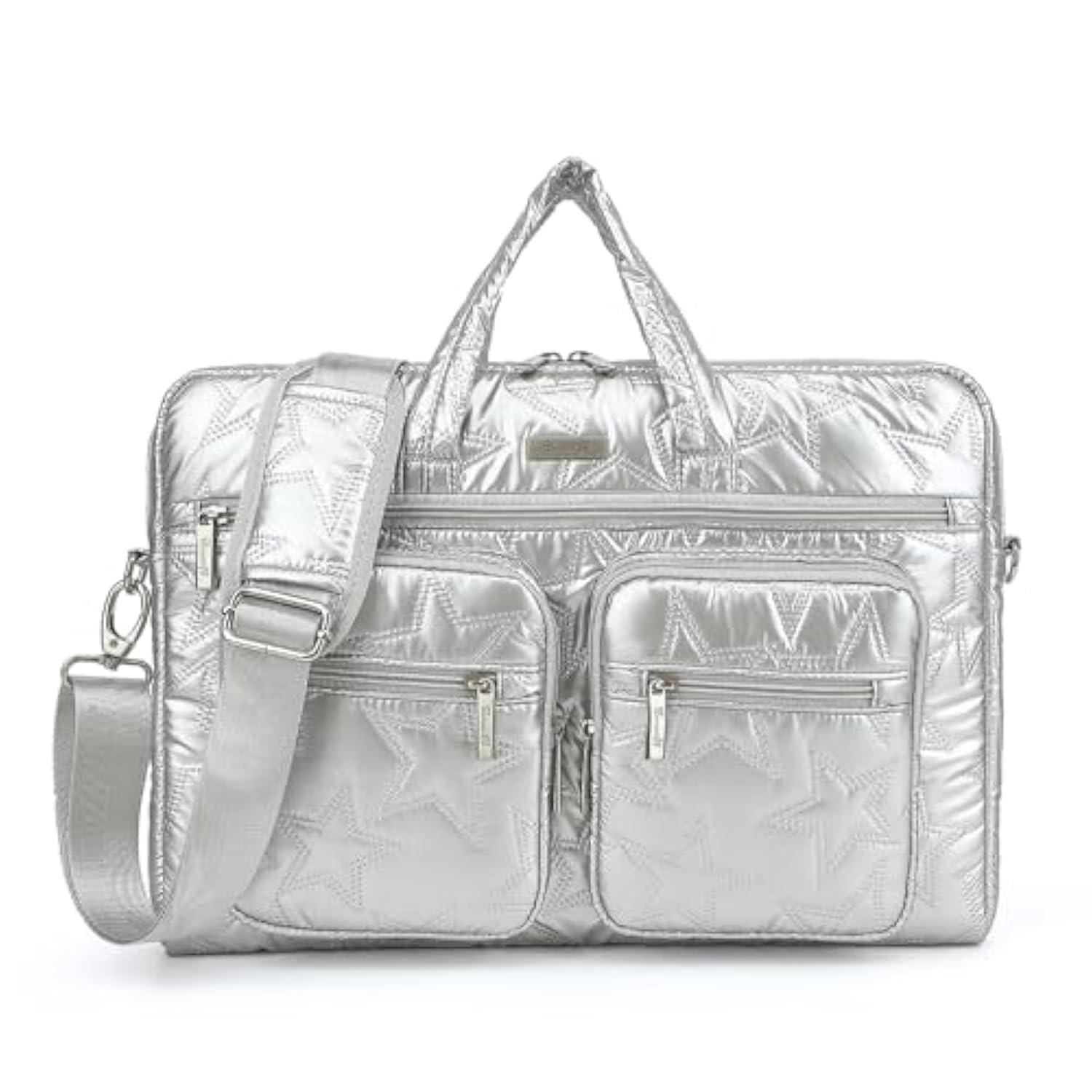 15-15.6 Inch Laptop Shoulder Bag, For Macbook Pro 16, Hp Lenovo Dell 14 Inch Waterproof Messenger Bag Case Sleeve (Silver)