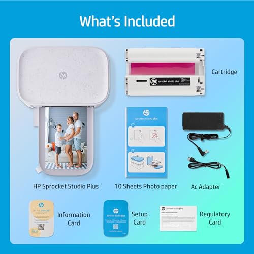 Sprocket Studio Plus 4X6 Wireless Instant Photo Printer, 10 Sheets + Cartridge, Wi-Fi, Premium Dye Sublimation, Compact Home Use, Prints Vibrant Color Pictures, Editing App For Creative Photos