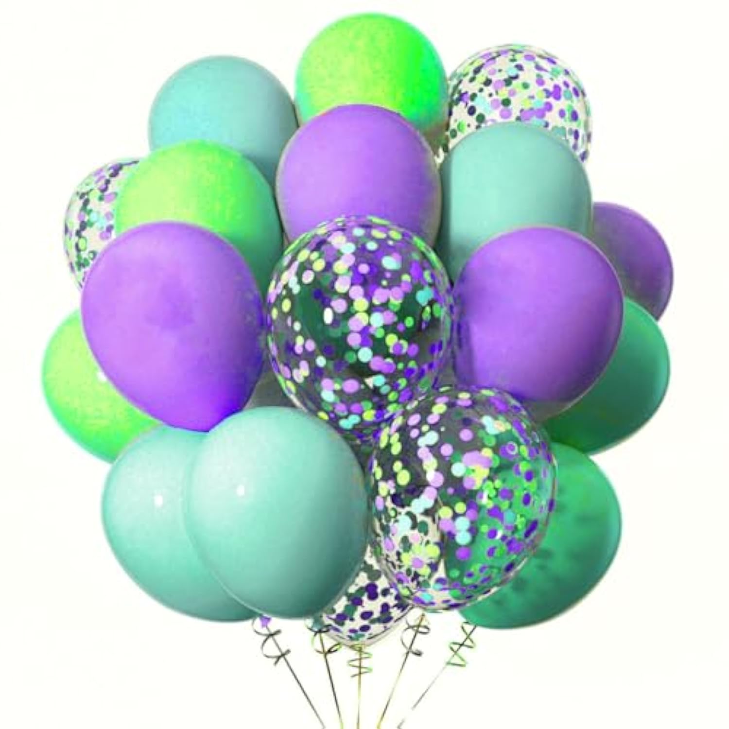 Blue Purple Green Balloons,Blue Purple And Green Confetti Balloon Theme Birthday Party,12 Inch,Pack Of 50