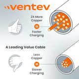 Ventev Helix 14 in Expandable iPhone Cable | Fast Charging USB-A to Lightning Cable | Coiled MFi Certified iPhone Charger Cord | No Tangle Cord, Conveniently Crafted for The Car iPhone, Gray