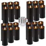 24 Pack Black Halloween Decoration Flickering Flameless Candles(D2.2 xH 5" 6" 7"), Battery Operated LED Pillar Candles with Remote Control and Timer,for Home Decor.