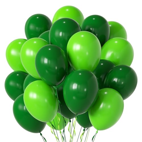 Green Balloons,12 Inch 50pcs Dark Green Lime Green Latex Balloons Green Party Decorations Balloons for St. Patrick's Day Birthday Jungle Safari Outdoor Events