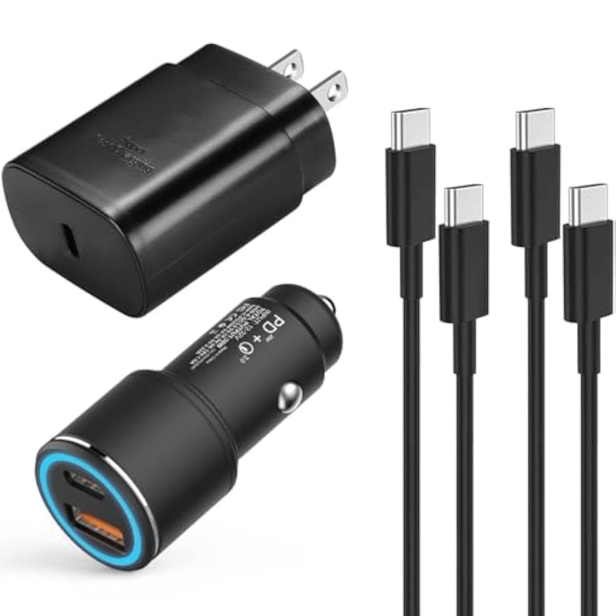 Samsung Super Fast Charger Type C Kit,25W Pd Usb C Wall/Car Charger For Samsung Galaxy S25/S24/S23/S22/Plus/Ultra/Fe/Note 20/10/A71,2020/2018 Pad Pro/Air,With 2X Usb C-To-C Cable(6.6Ft)