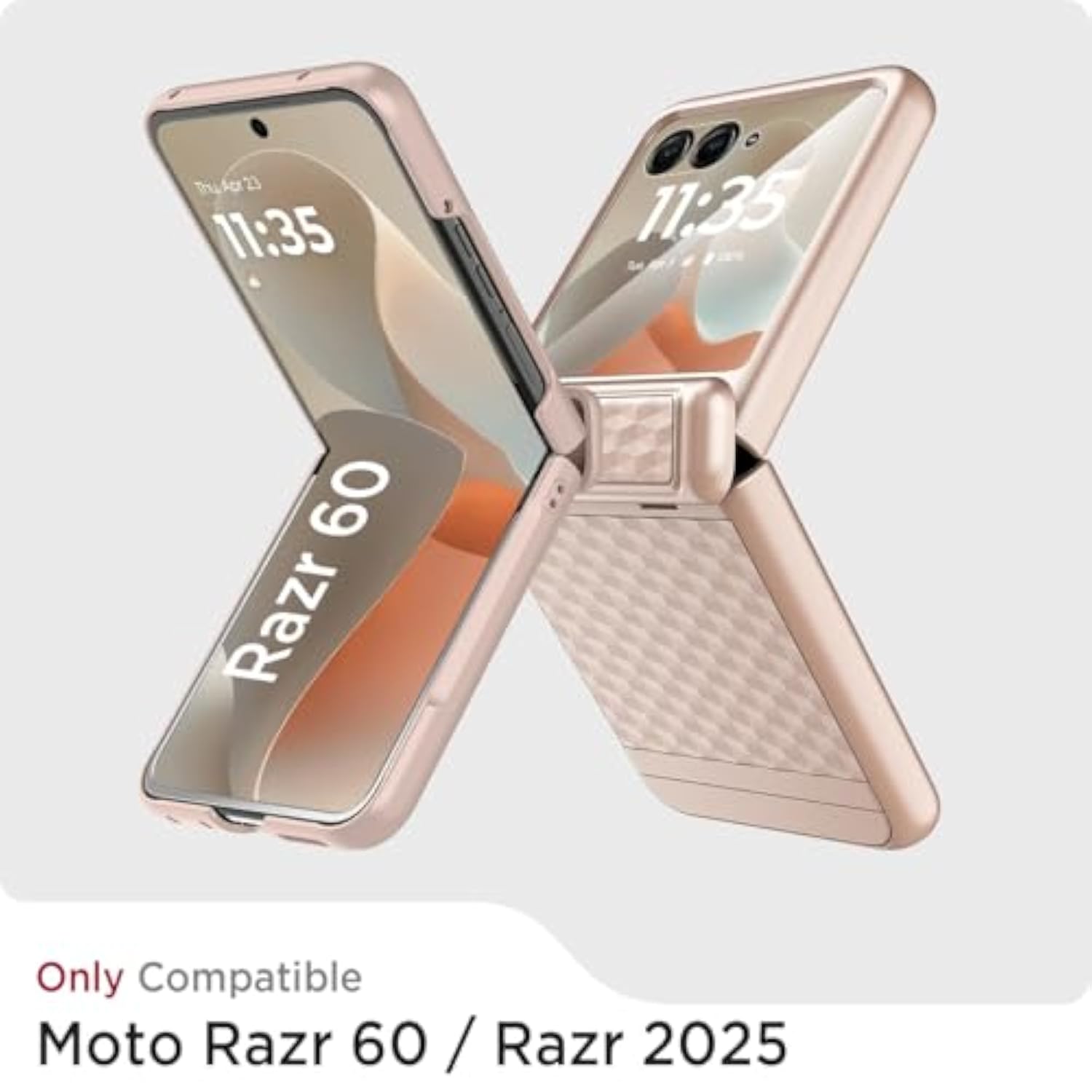 Miimall Hinge Cover for Rugged Case Motorola Razr 2025, [Built-in Camera and Screen Protector][Non-Slip Stylish Texture] Drop-Proof Non-Fingerprint Lightweight Cases for Motorola Razr 60 Bumper, Gold