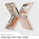 Miimall Hinge Cover for Rugged Case Motorola Razr 2025, [Built-in Camera and Screen Protector][Non-Slip Stylish Texture] Drop-Proof Non-Fingerprint Lightweight Cases for Motorola Razr 60 Bumper, Gold