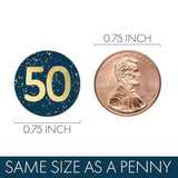 50Th Birthday Party Favor Stickers – 180 Navy Blue And Gold Foil Labels For Chocolate Kisses – Candy Decorations For 50Th Birthday Celebration – Milestone Party Supplies For Him Or Her