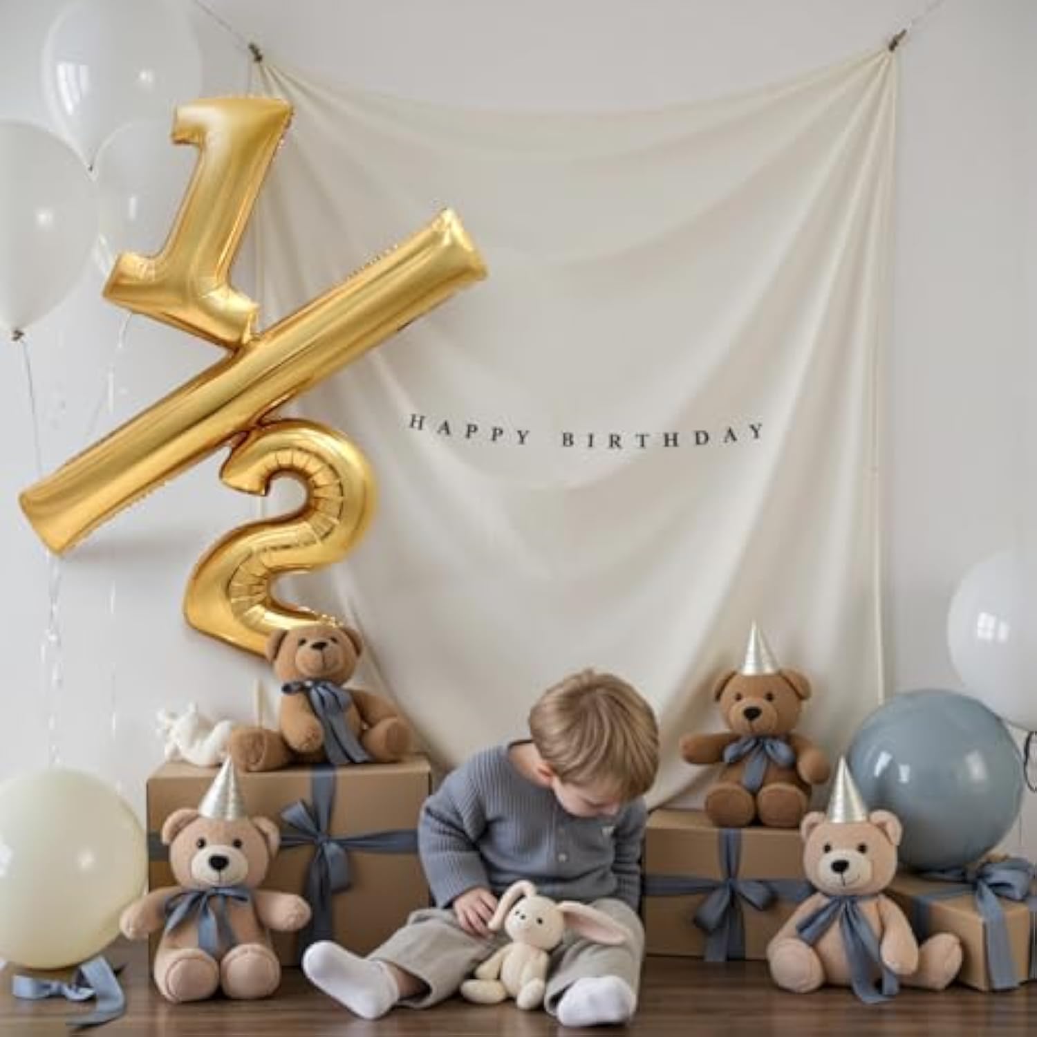 32" gold 1/2 birthday foil balloon for baby half-birthday décor and milestone photoshoots
