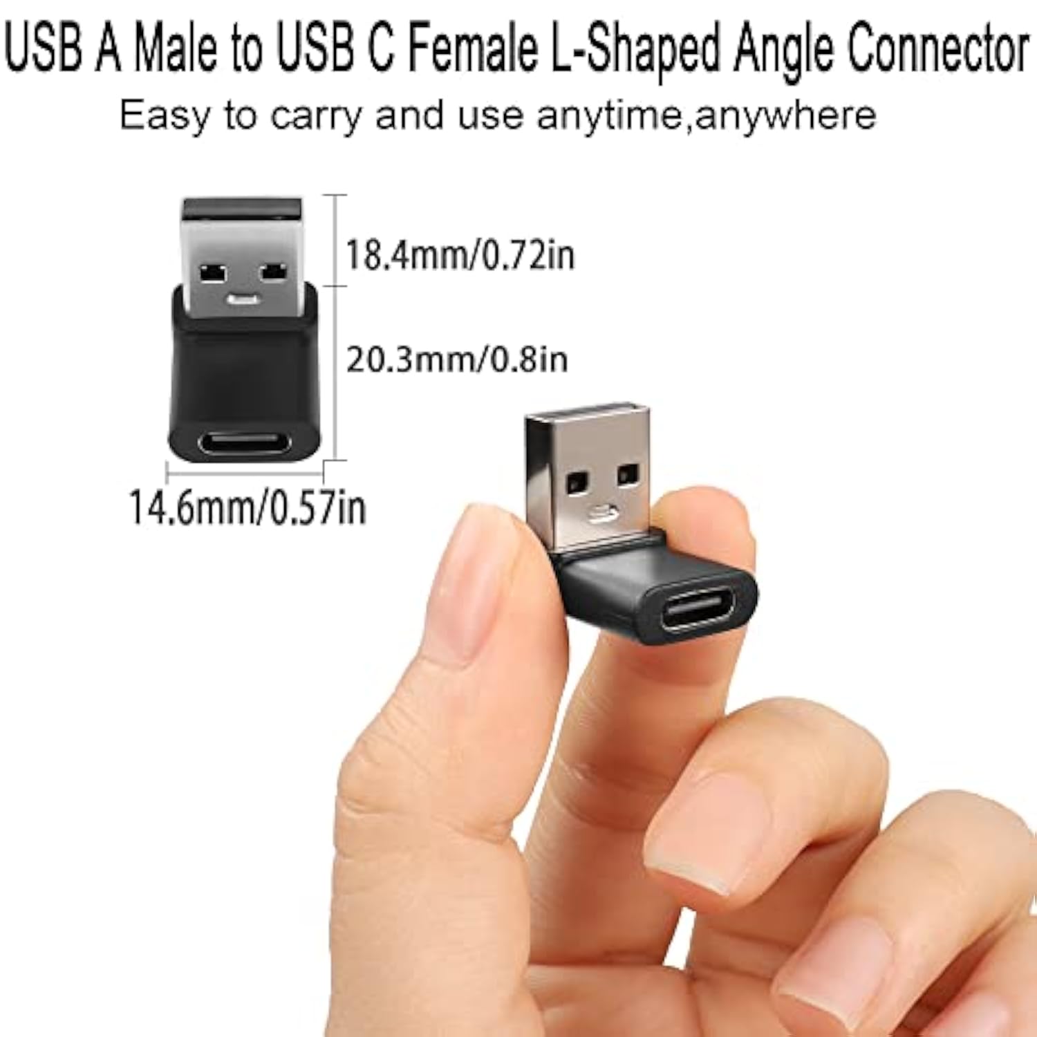10Gbps Usb 3.1 To Usb C 90° Angle Adapter Usb A Male To Usb C Female L-Shaped