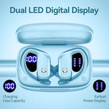 Ear Buds Wireless Earbuds Bluetooth Headphones with 80H Playtime LED Display Case, Over-Ear Hook with Mic, Stereo Sound, Easy Button Controls, Sports
