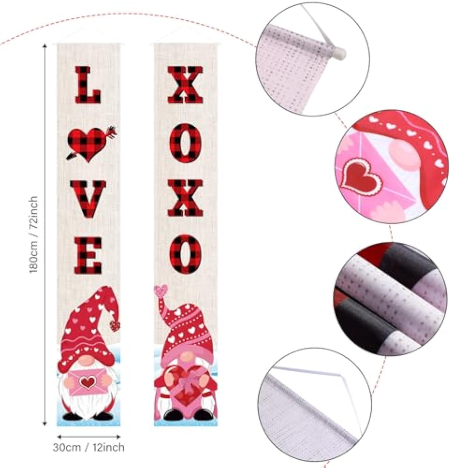 2 Pieces Valentine'S Day Hanging Banners Valentine Porch Sign Valentin