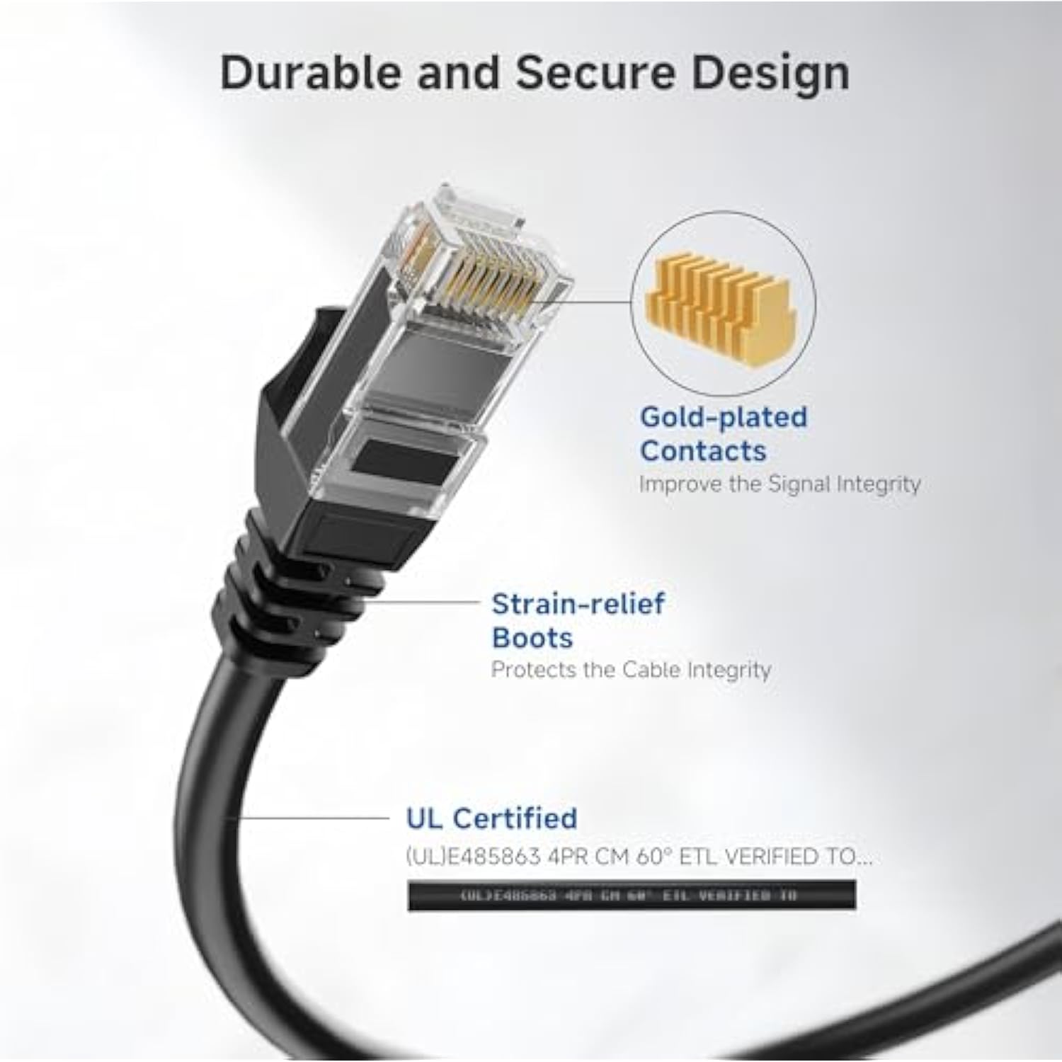 Cable Matters 10Gbps Snagless Long Cat 6 Ethernet Cable 60 ft (Cat 6 Cable, Ca