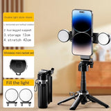 Mini Selfie Stick Tripod Stand for iPhone ?6-Section Adjustable Height Extension (12-42cm)?10 Meter Remote One Click Control ?Suitable for