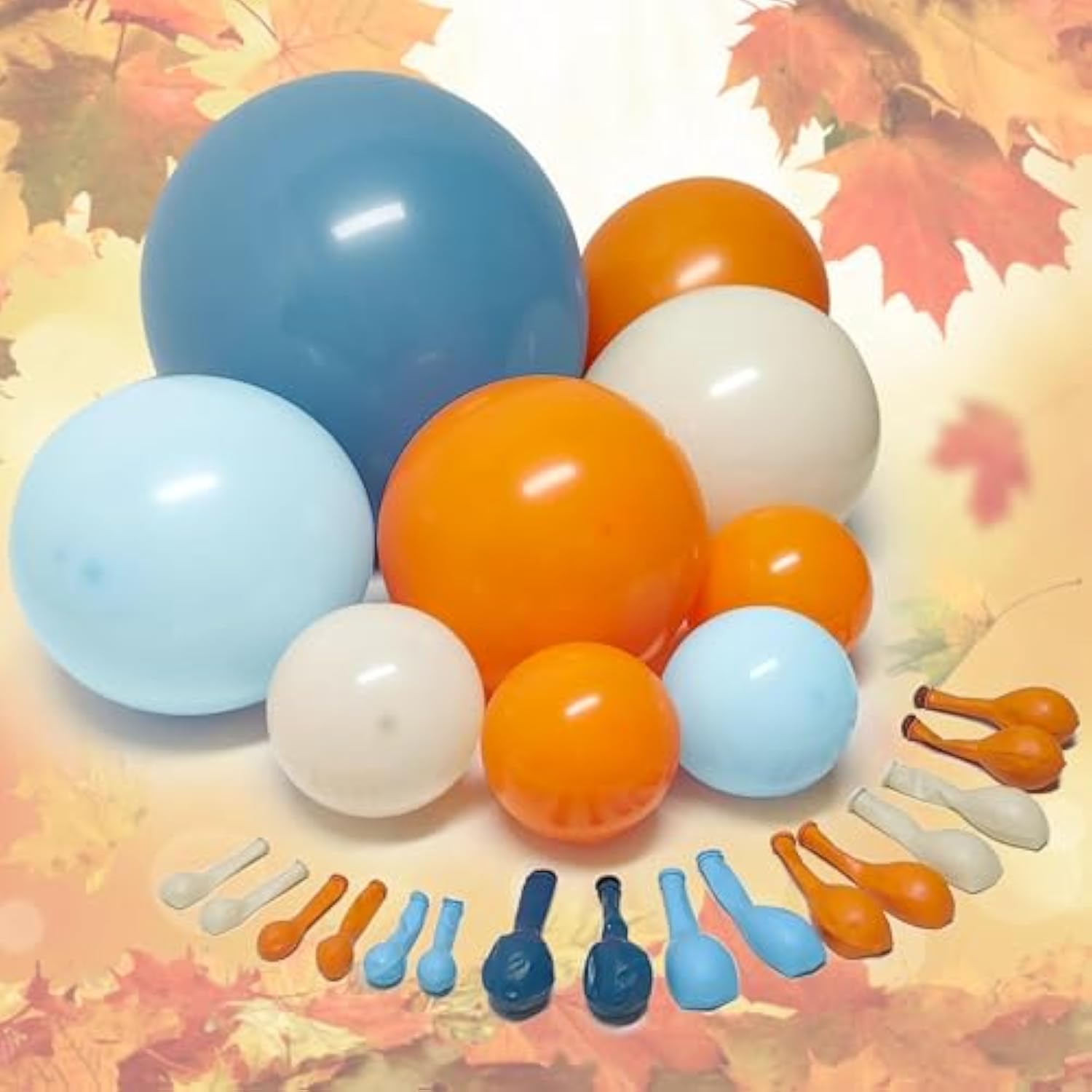 Blue & Orange Balloon Arch Kit: Double Stuffed Latex Balloons