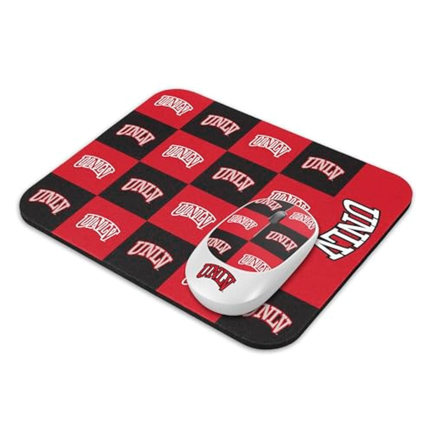 Collegiate Wireless Mouse And Mouse Pad- Checkered, West Virginia Mountaineers