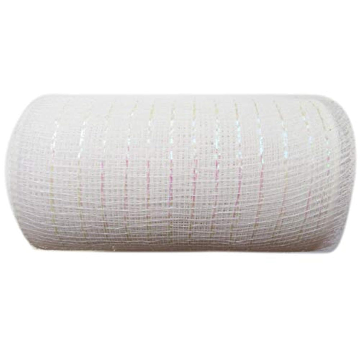6 Inch X 30 Feet(10 Yards)- Metallic Deco Poly Mesh Ribbon(White)