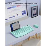 Wireless Keyboard And Mouse Combo - Full-Sized Ergonomic Keyboard With Wrist Rest, Phone Holder, Sleep Mode, Silent 2.4Ghz Cordless Keyboard Mouse Combo For Computer, Laptop, Pc, Mac, Windows (Green)