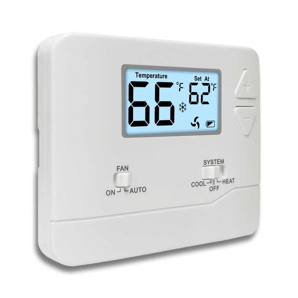 Nonprogrammable Thermostat For Home, Digital Energy-Saving Thermostat,Single-Stage Systems, 1 Heat/1 Cool, Easy Diy Install, White Backlight