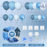 153PCS Blue Balloon Garland Kit - Metallic & Confetti Balloons for Any Event