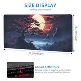 Large Gaming Mouse Pad, Japanese Art Landscape Design, 31.5 X 15.7 Inches, Extended Xxl Desk Mat,Non-Slip Base