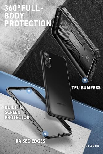 for  Galaxy A36 Case with Stand [Built-in Screen Protector] [Military-Grade Protection] [Support Fingerprint ID] Full-Body Rugged Shockproof