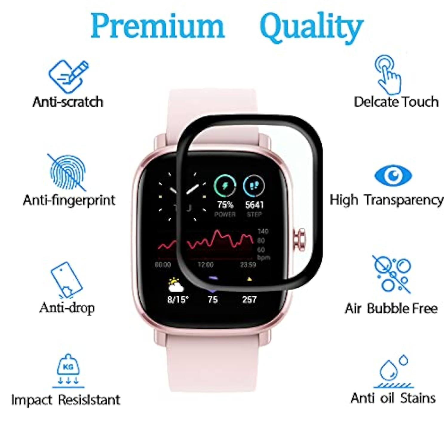 Screen Protector Foramazfit Gts 2 Mini, Easy To Install [3 Pack] 3D Curved Edge Anti-Scratch,Anti-Fingerprint Hd Ultra Shatterproof Flexible Protector Compatible With Amazfit Gts 2 Mini