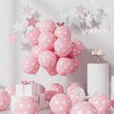 62pcs Pink Polka Dot Balloons for Birthday Party Decorations, 12" Latex Helium Balloons