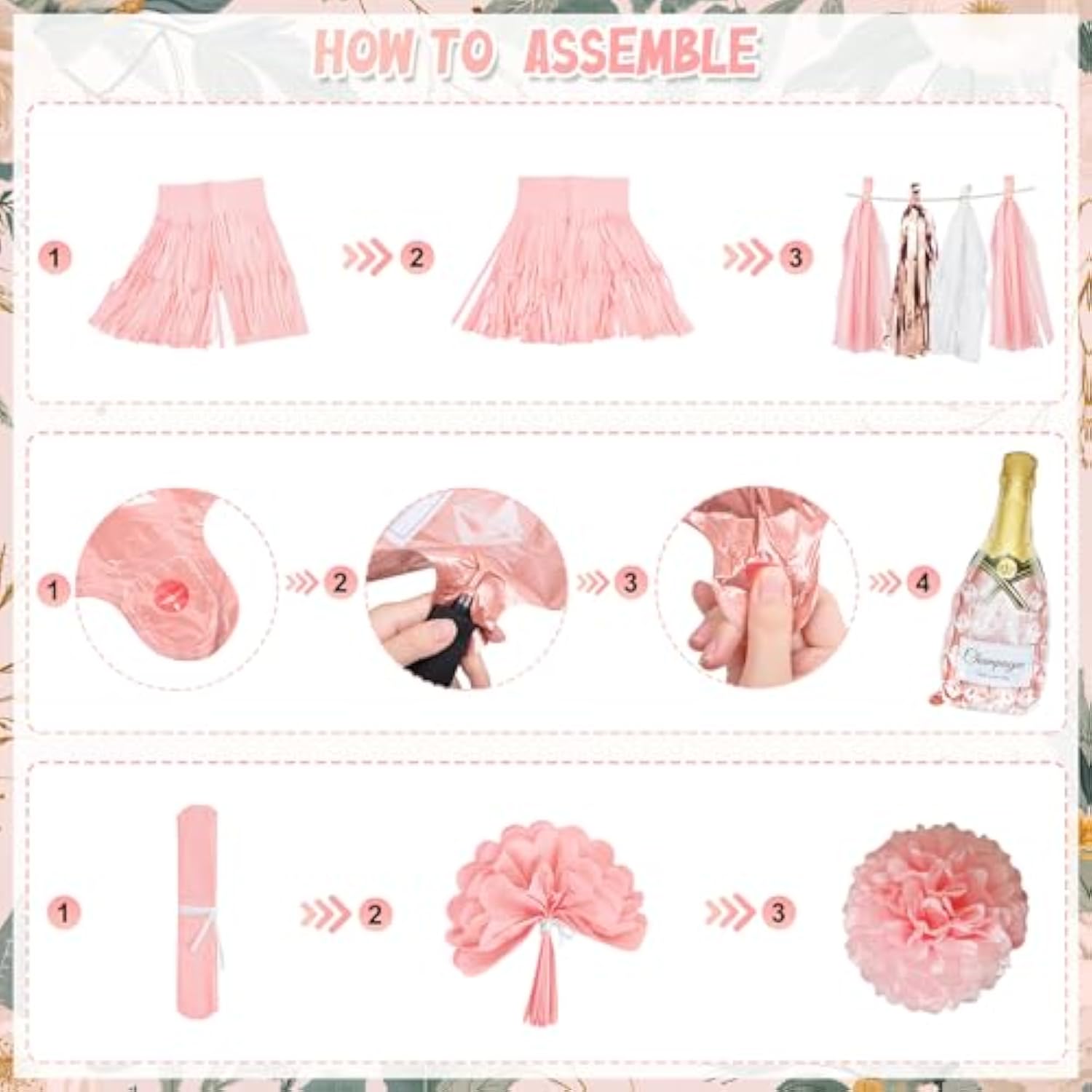 70pcs Bachelorette Party Kit with Rose Gold Banner, Balloons, Sash & Props
