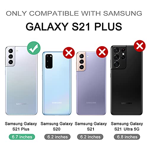 for  Galaxy S21+ Plus Case, [Built in Screen Protector and Kickstand] Heavy Duty Military Grade Protection Shockproof Protective Cover for
