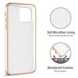 For Iphone 14 Pro Max Case With Ring Stand [360° Rotatable Ring Holder Magnetic Kickstand] [Support Car Mount] Plated Gold Edge Slim Soft Tpu Luxury Protective Phone Case Cover, White