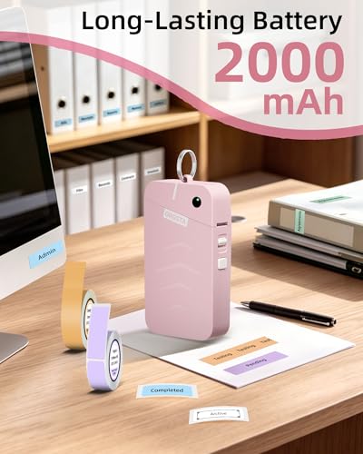 Label Maker, S001 Portable Bluetooth Label Maker Machine With Tape, Thermal Label Printer For Home, Office, School Organization, Wireless Mini Labeler Machine, Pink