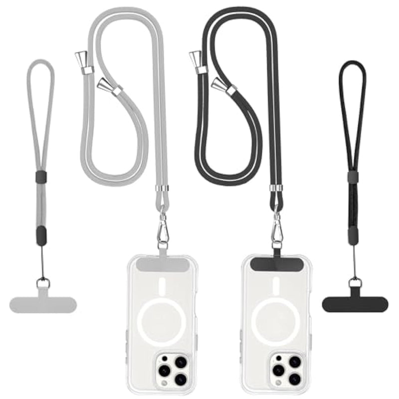 Phone Lanyard Crossbody, 2 Pack Adjustable Double Buckle Nylon Neck Cell Phone Lanyards, 2X Wrist Phone Straps And 2 Pack Phone Tether Pads Compatible With Iphone & Most Mobile Phones
