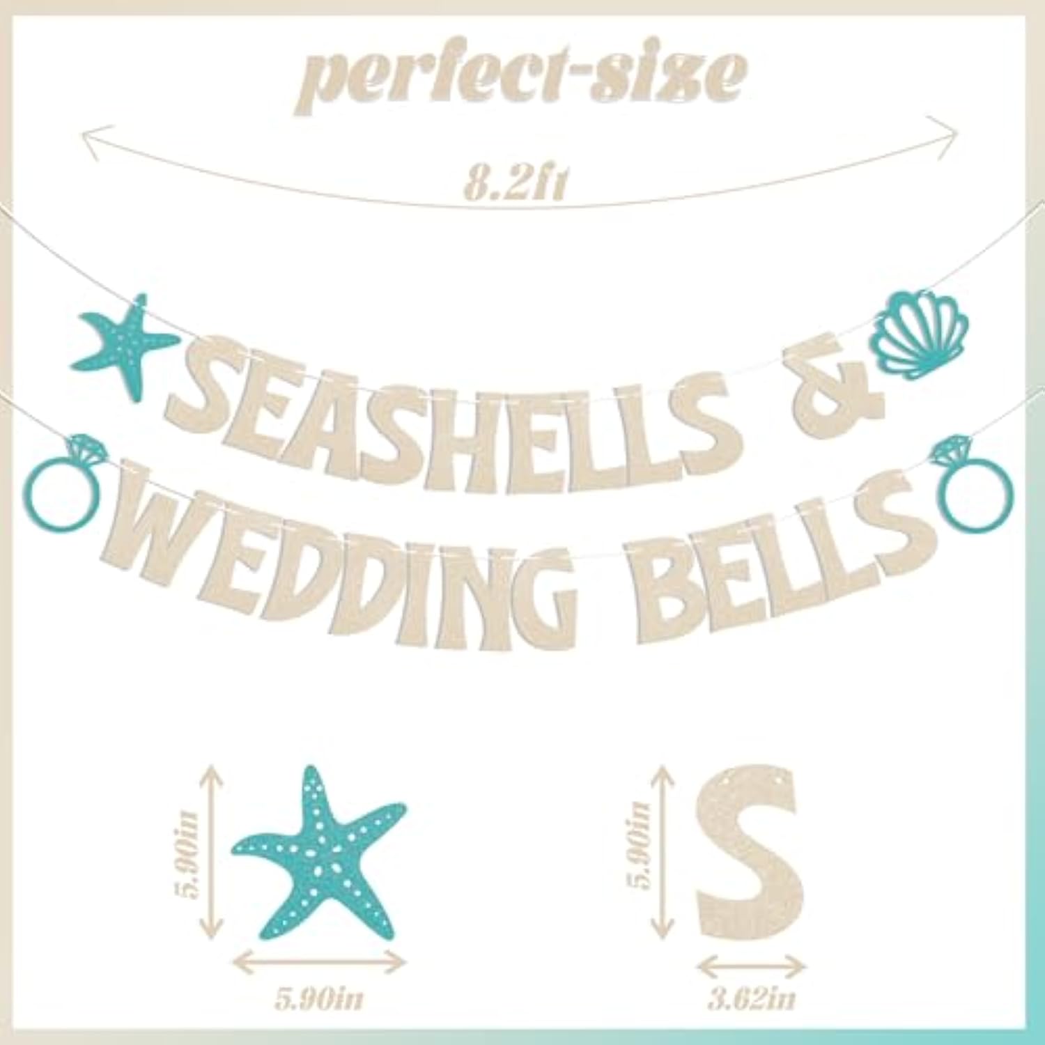 Seashells and Wedding Bells Beach Bachelorette Banner Coastal Bridal Shower Decor