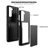For Samsung S21 Case With Card Holder 5G 6.2 Inch Dual Layer Heavy Duty Protective For Galaxy S21 Case Hidden Card Slot Slim Wallet Case For Samsung S21(Black)