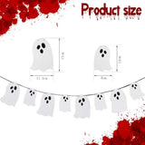 2 Pack Halloween Ghost Bunting Banner 16pcs Scary Garland Indoor Outdoor Decor